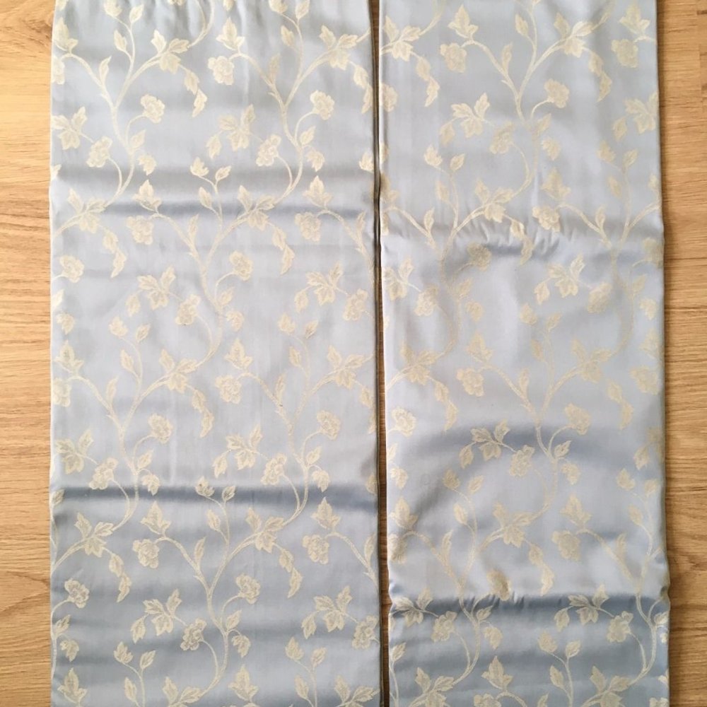 NEW beautiful light Blue CURTAINS floral pattern pencil pleat fully lined ready